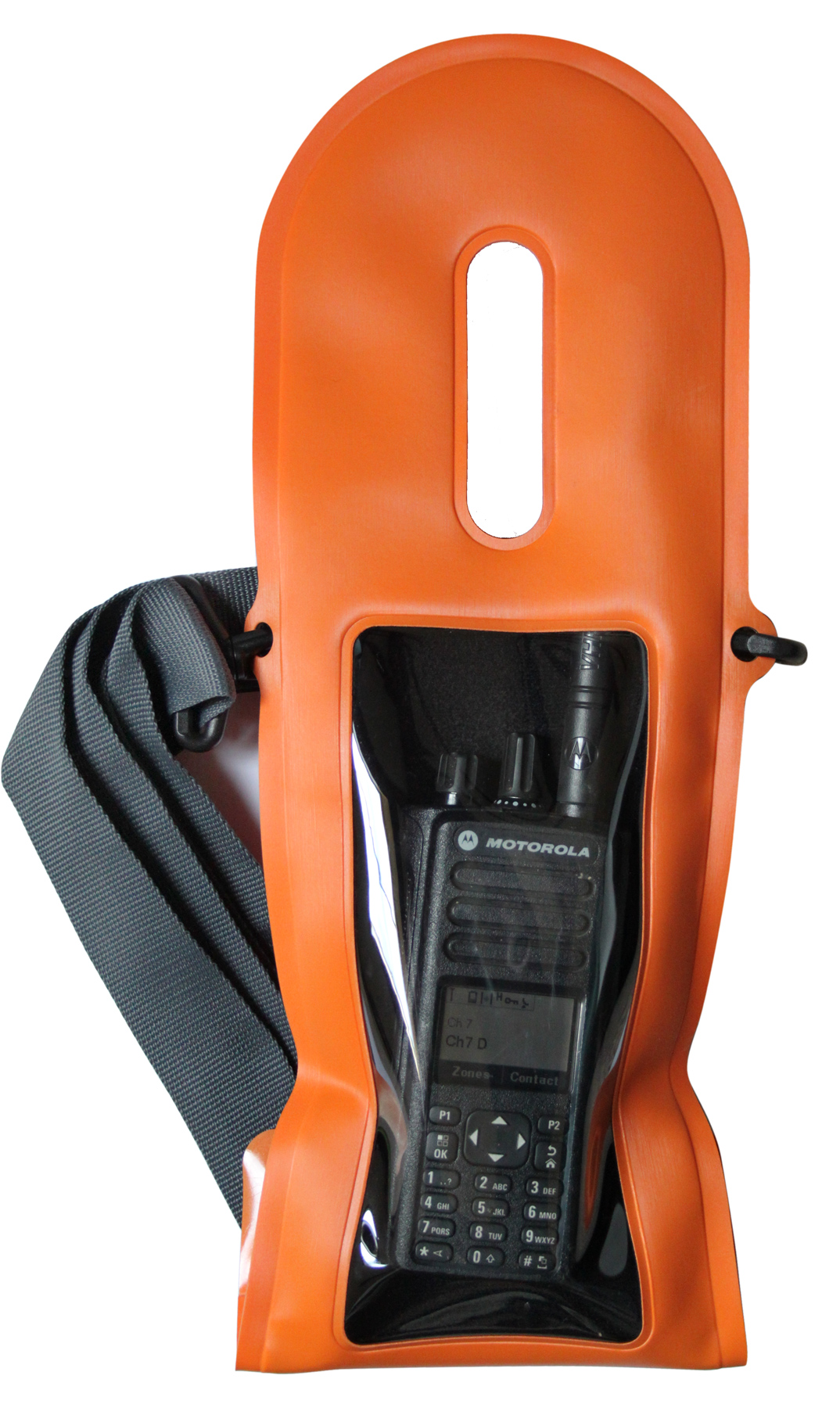 Robuste wasserdichte Small VHF PRO Funkgerätetasche, Safety Orange Robuste wasserdichte Small VHF PRO Funkgerätetasche, Safety Orange