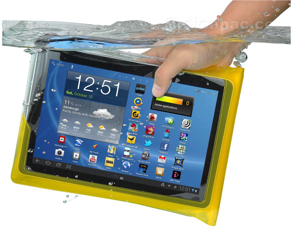 DiCAPac Tablet Case waterproof yellow